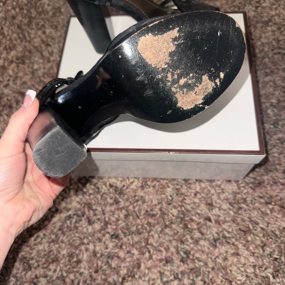 Coach Black Signature T-Strap Heels - Picture 4 of 5